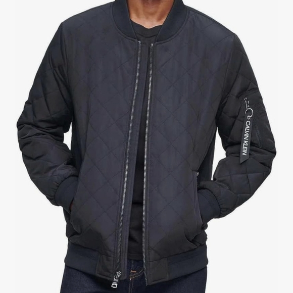 Calvin Klein Men's Dark Gray Quilted Bomber Jacket - Picture 5 of 5